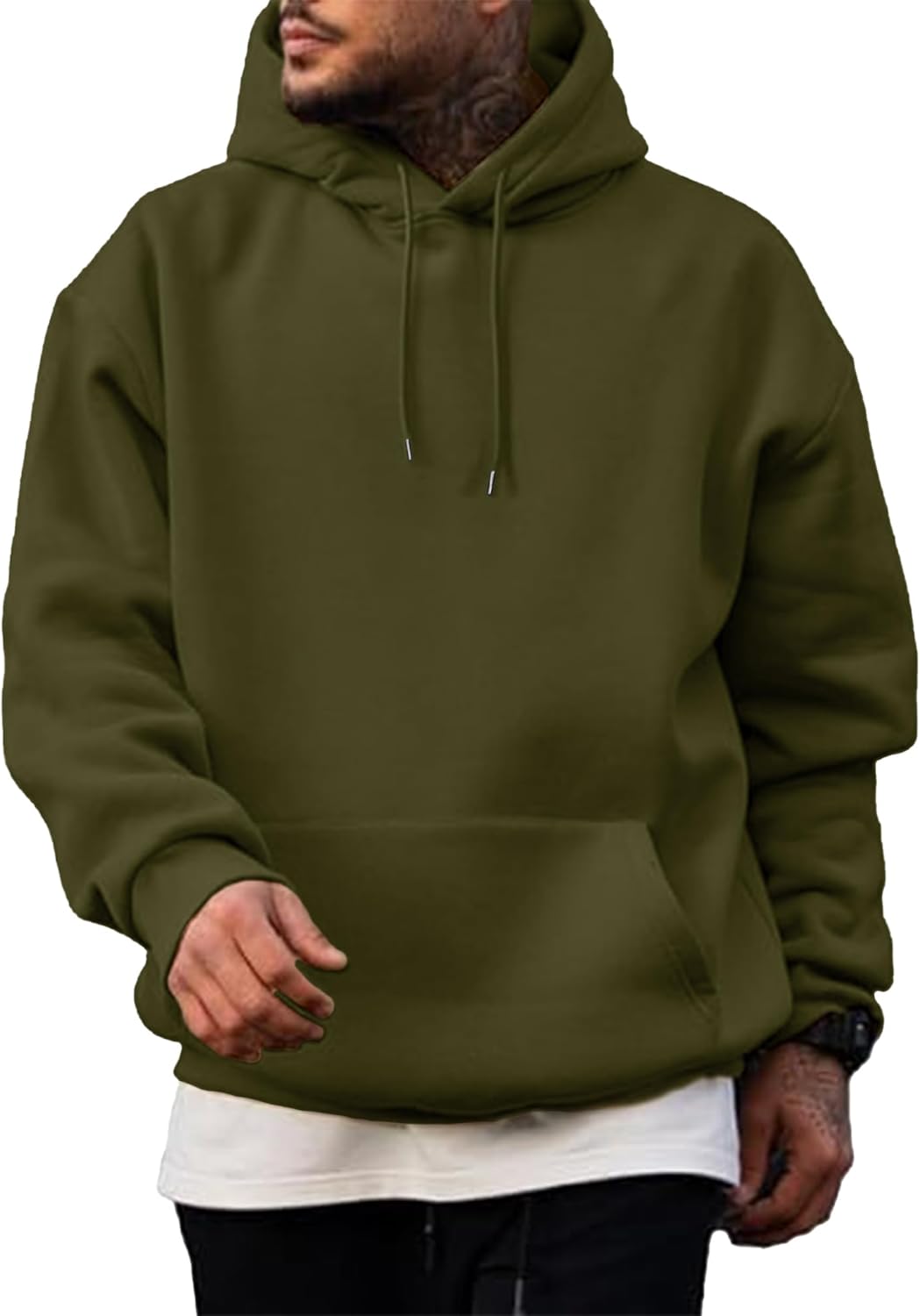 PLEPAN Hoodies for Men Casual Cotton Essentials Hoodie Pullover Long Sleeve Fleece Hooded Sweatshirts with Pockets