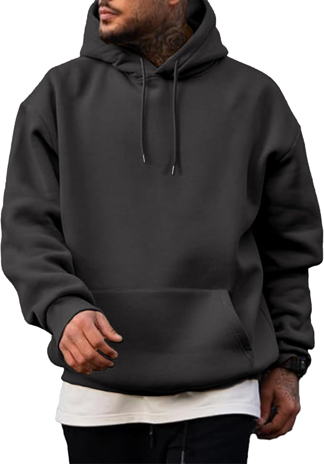 Alternative view of PLEPAN Hoodies for Men Casual Cotton Essentials Hoodie Pullover Long Sleeve Fleece Hooded Sweatshirts with Pockets