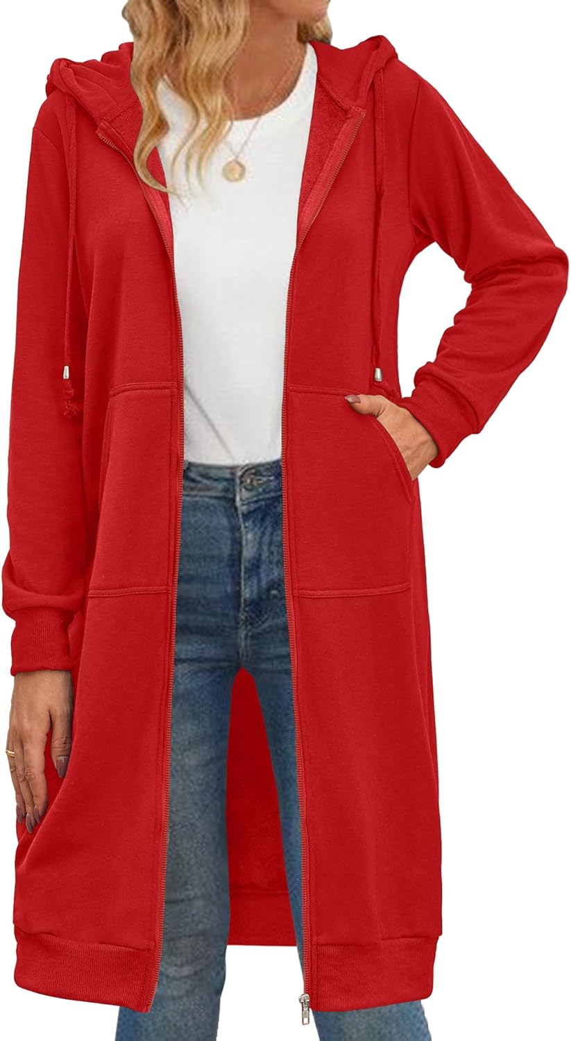 Alternative view of Zeagoo Women's Zip Up Hoodies Oversized Fleece Long Tunic Sweatshirts Casual Long Sleeve 2026 Fall Hoodie Jacket Coat