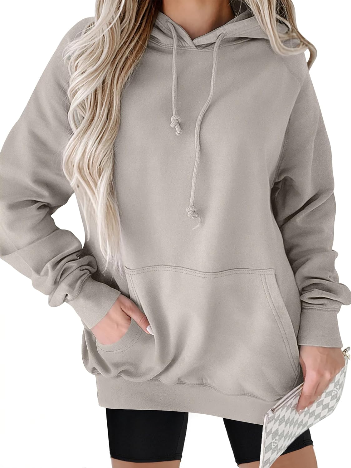 Alternative view of ANRABESS Women Hoodies Long Sleeve Loose Fit Fleece Hooded Sweatshirts Drawstring Pullover Top With Pockets 2025 Fall Outfits