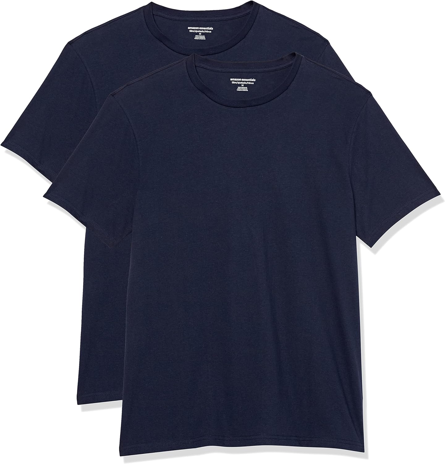 Amazon Essentials Men's Short Sleeve T-Shirts, Slim-Fit, Crewneck, Pack of 2