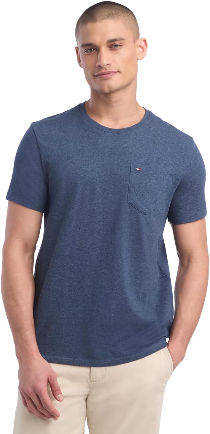 Tommy Hilfiger Mens Essential Short Sleeve Stripe Crewneck Pocket - Image 6