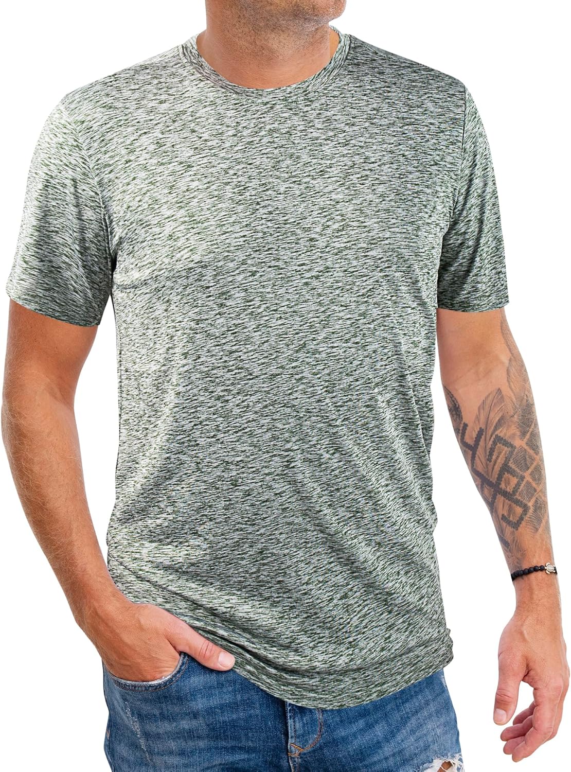 Alternative view of 2&5 Pack Men's Sports T Shirts,Crew Neck Breathable Quick-Dry Short Sleeve, Lightweight Gym Tee for Athletic Running Casual