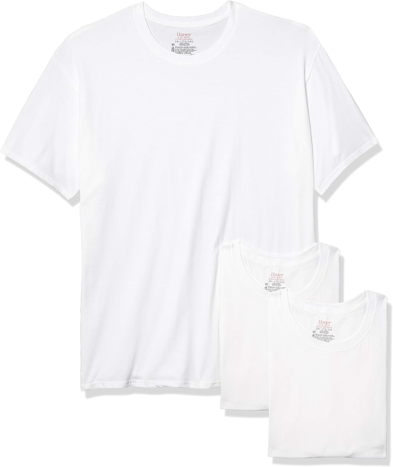 Hanes Mens Originals Stretch Crew T-Shirts Pack, Stretch Cotton Tees for Men, Moisture-Wicking Tee Shirts, 3-Pack