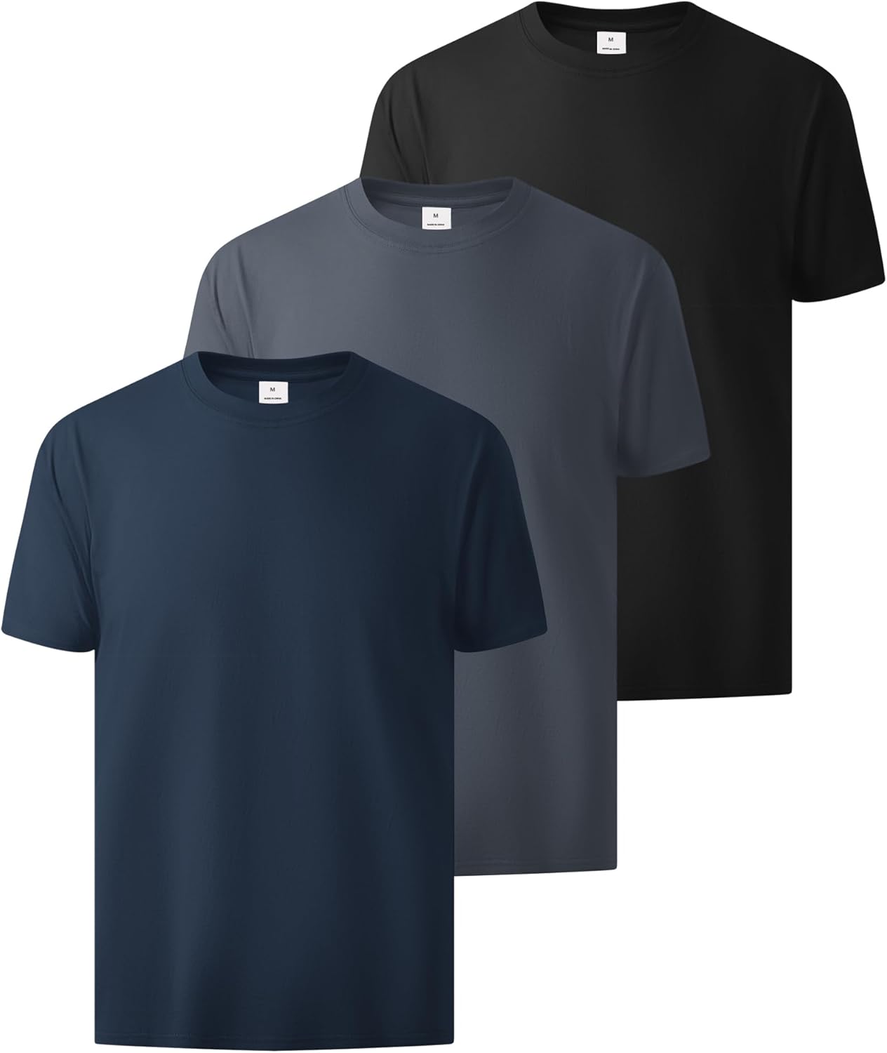 Alternative view of ZITY 3 Pack Men's T-Shirts Cotton Crew Neck Basic Tee Short Sleeve Soft Casual Shirts Summer Tops