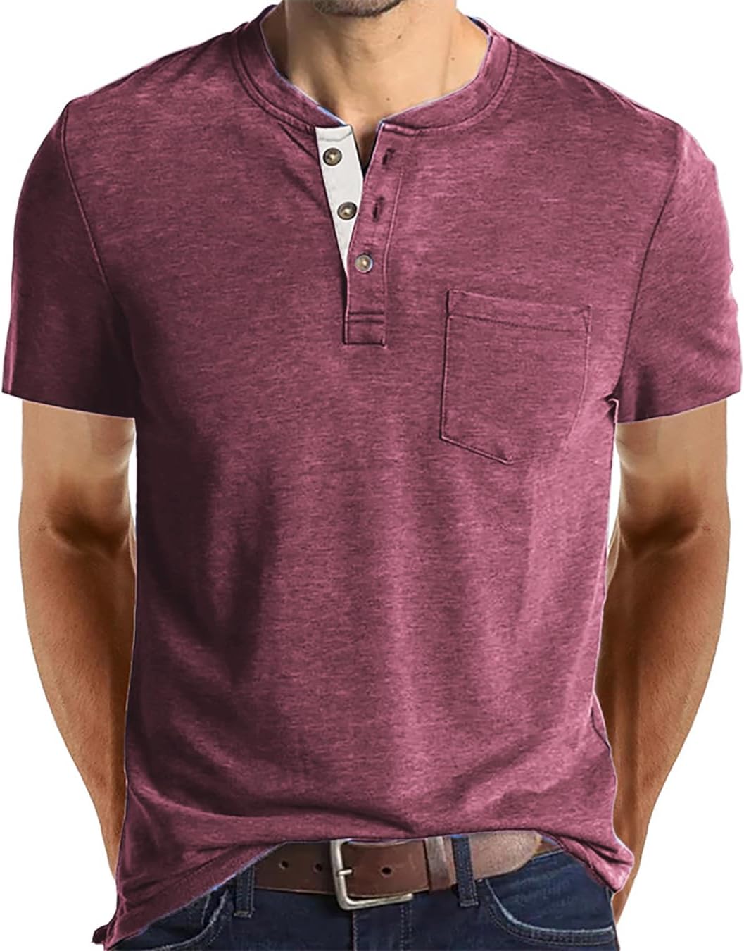 FANARCHER Menu2019s Henley Short Sleeve T-Shirts Casual Tee Shirts Cotton Summer Tops