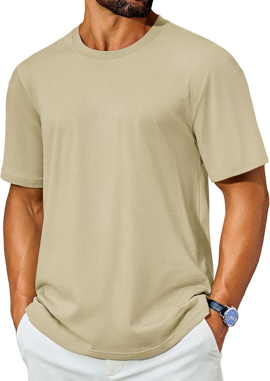 Cotrasen Men's T Shirts Cotton Short Sleeve T Shirts for Men Casual Crew Neck Comfort T-Shirts Summer Basic Tee Shirts