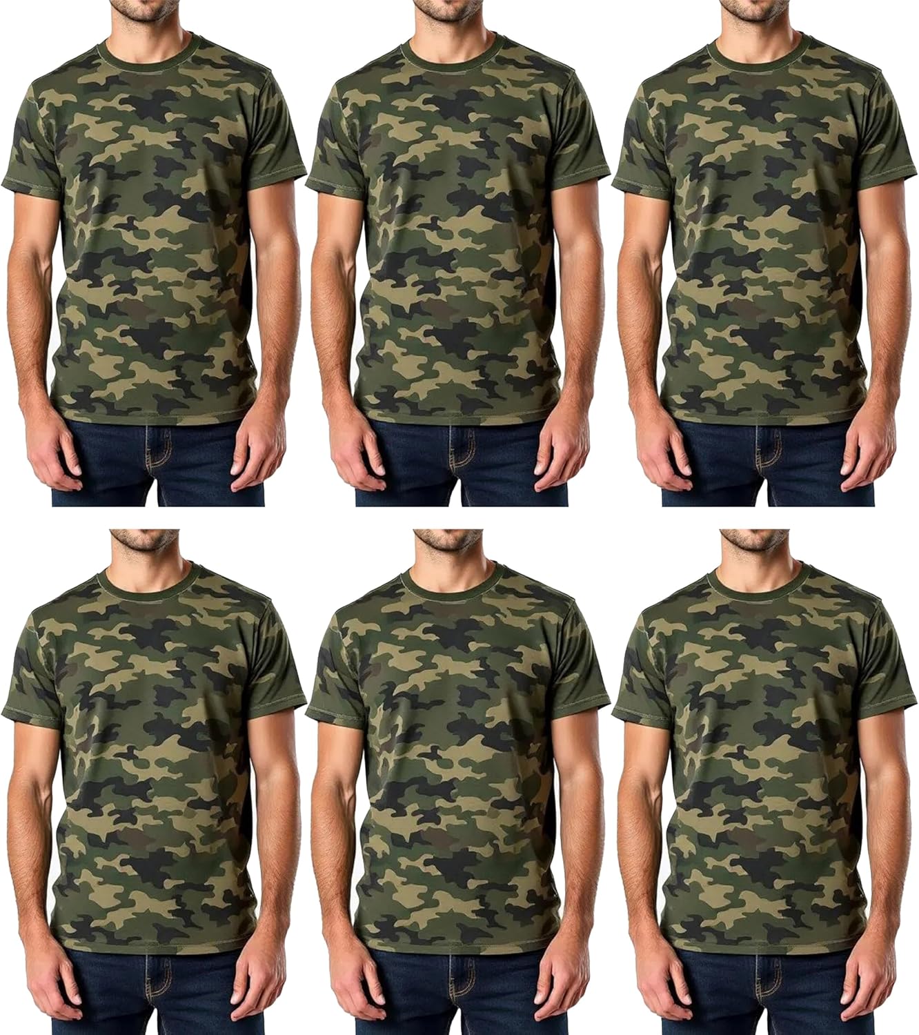 BILLIONHATS 6 Packs of Bulk Men's T-Shirts Eversoft Cotton Regular Fit Short Sleeve Crew Neck Lightweight T-Shirt Tees