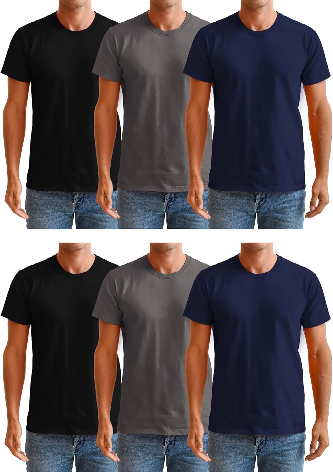 Alternative view of BILLIONHATS 6 Packs of Bulk Men's T-Shirts Eversoft Cotton Regular Fit Short Sleeve Crew Neck Lightweight T-Shirt Tees