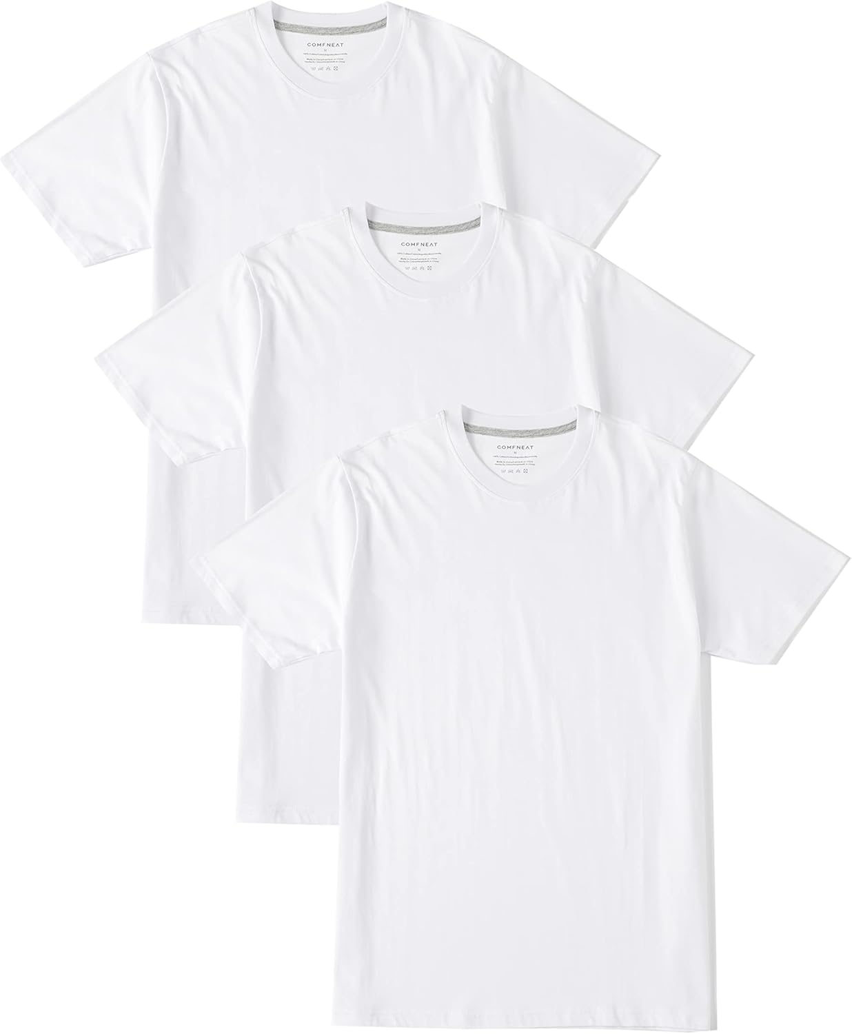 Alternative view of Comfneat Men's 3-Pack Lightweight T-Shirts Cotton Crew Neck Regular Fit Solid Tee