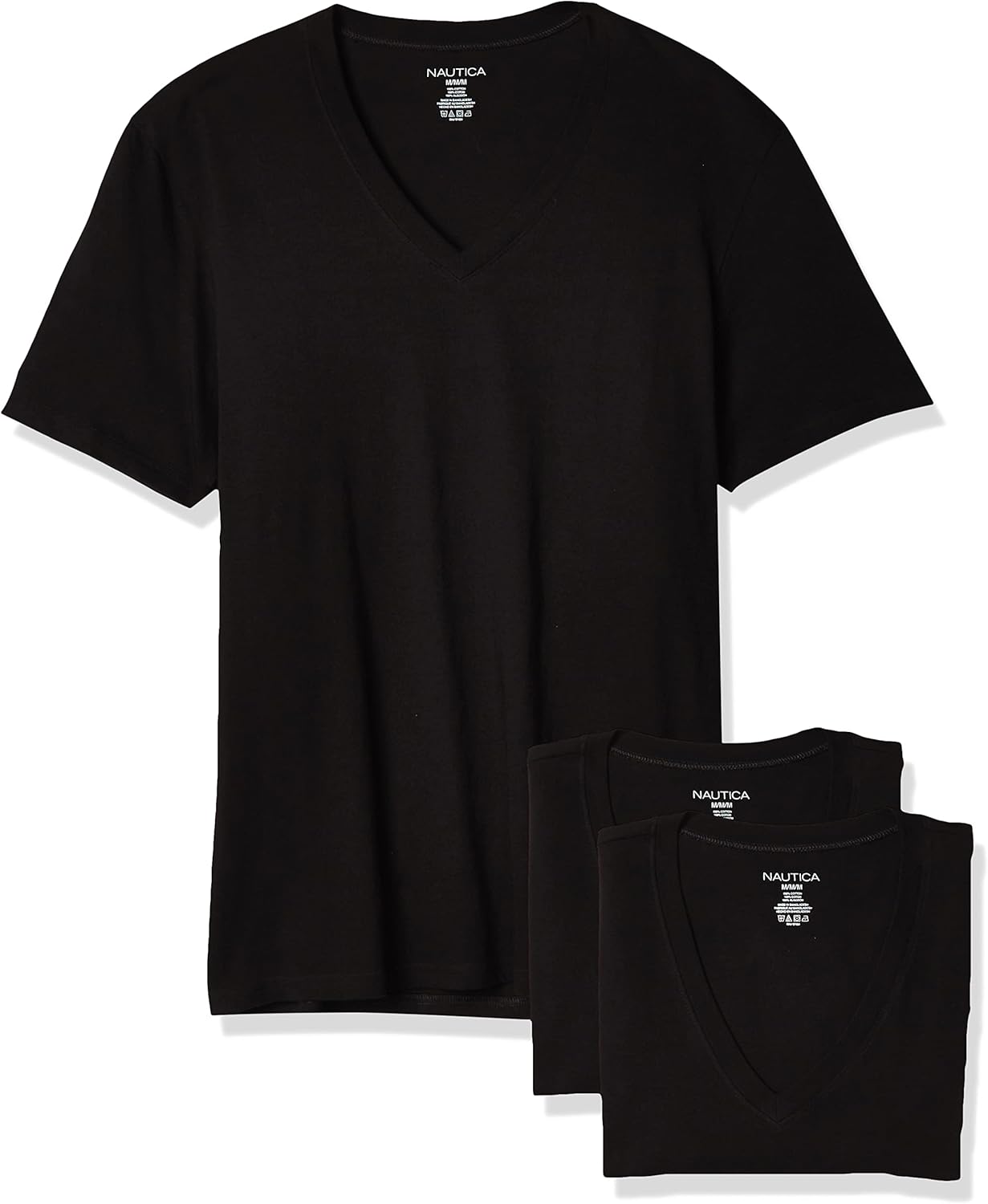 Nautica Mens Cotton V-Neck 3-Pack T-Shirts