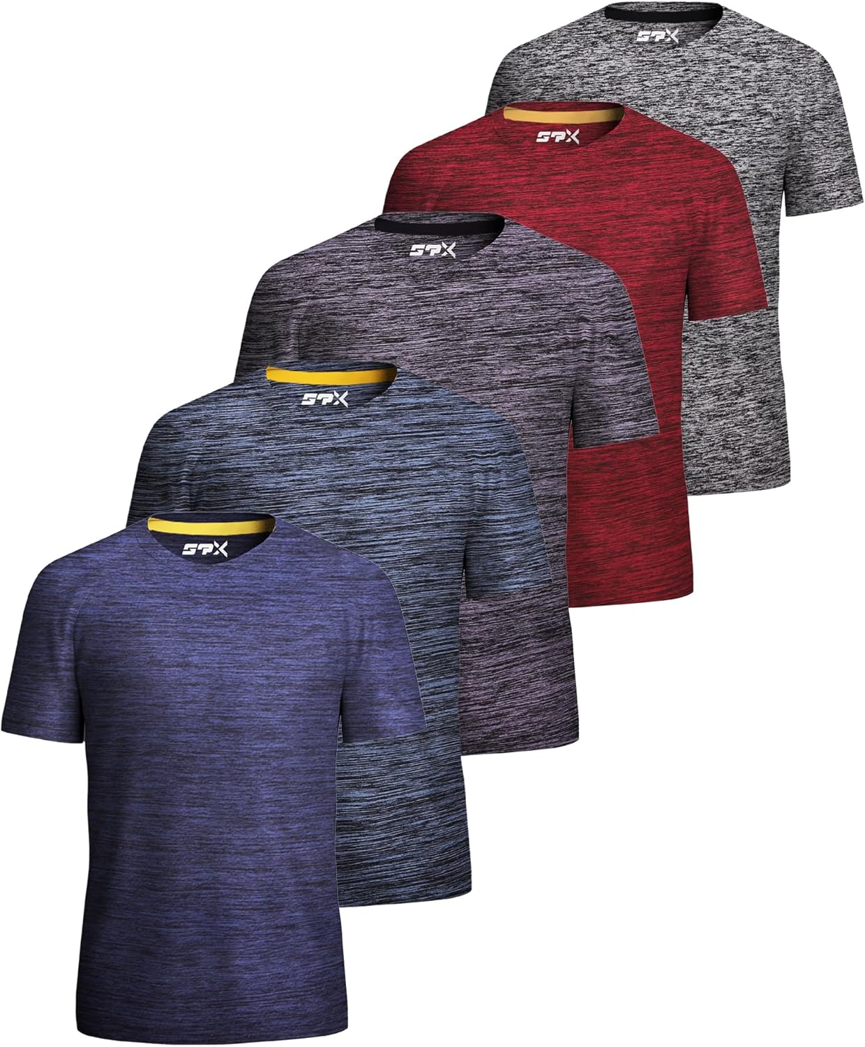 [5 Pack] Menu2019s Workout Short Sleeve Dry Fit T Shirts Quick Dry Active Athletic Crewneck Running Gym Moisture Wicking Tee Tops