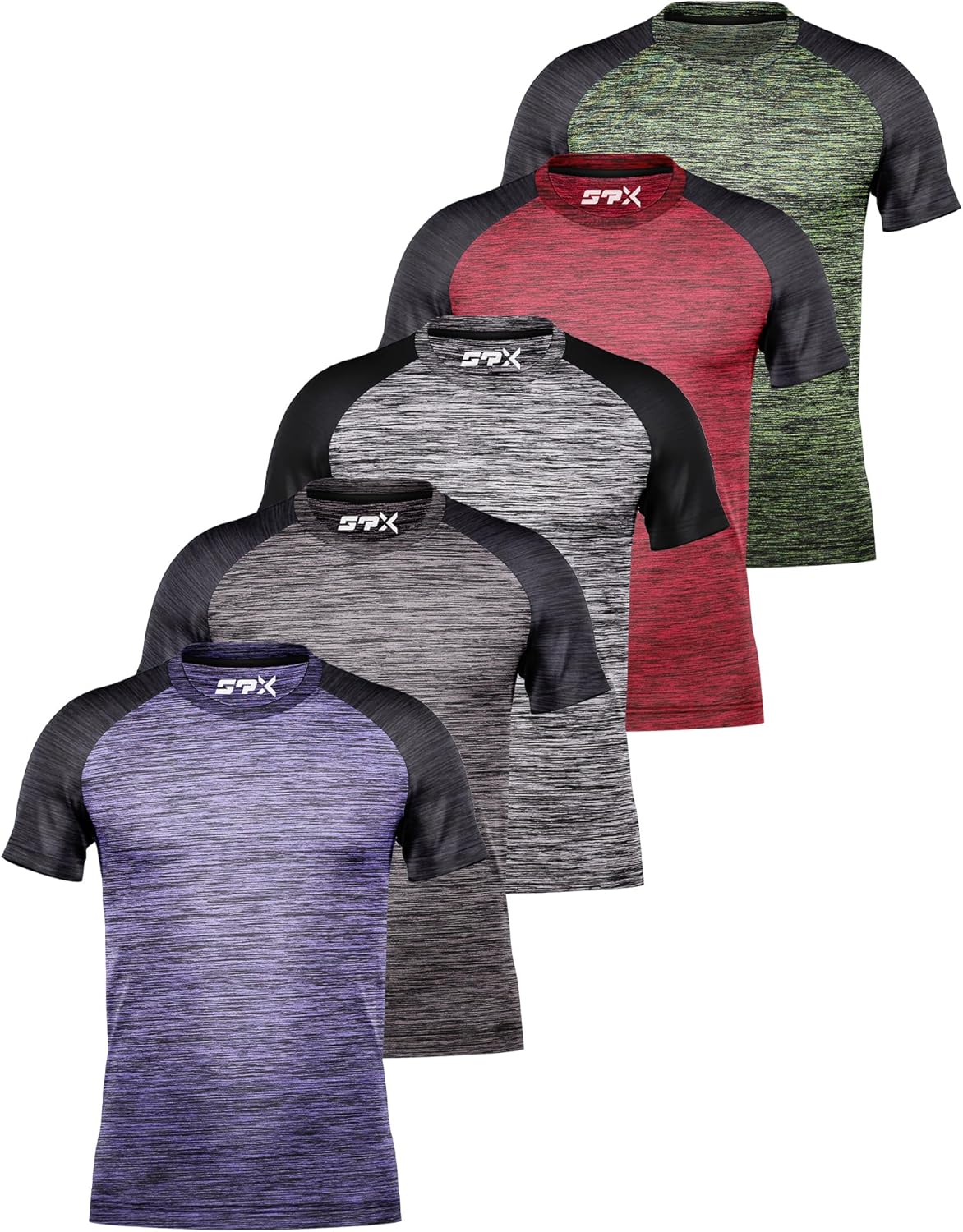 Alternative view of [5 Pack] Menu2019s Workout Short Sleeve Dry Fit T Shirts Quick Dry Active Athletic Crewneck Running Gym Moisture Wicking Tee Tops