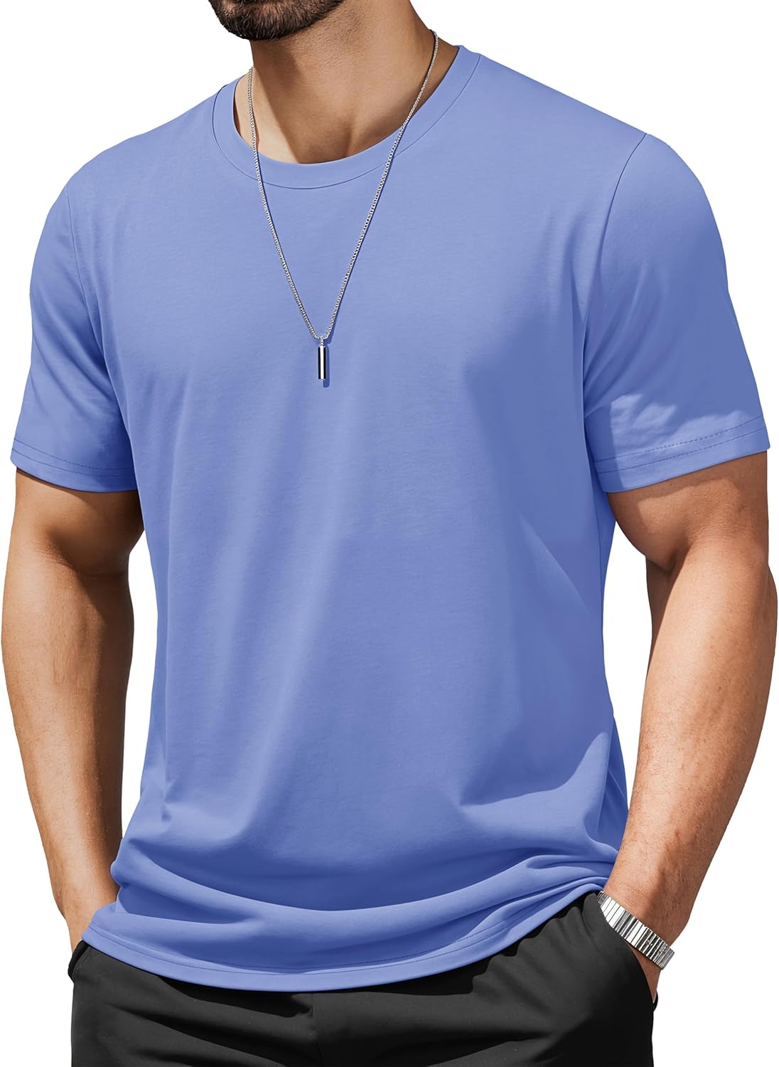 MAGCOMSEN Mens T-Shirts UPF 50+ Cooling Short Sleeve Shirts Cotton Lightweight Moisture Wicking Soft Casual Summer Tees