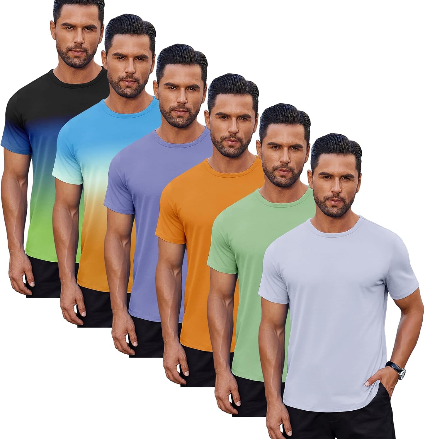 6/13 Pack Men's Short Sleeve T-Shirts Crew Neck Casual Summer T Shirts Basic Tee Shirt