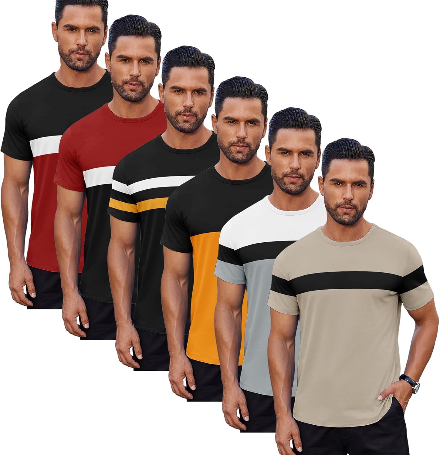 Alternative view of 6/13 Pack Men's Short Sleeve T-Shirts Crew Neck Casual Summer T Shirts Basic Tee Shirt
