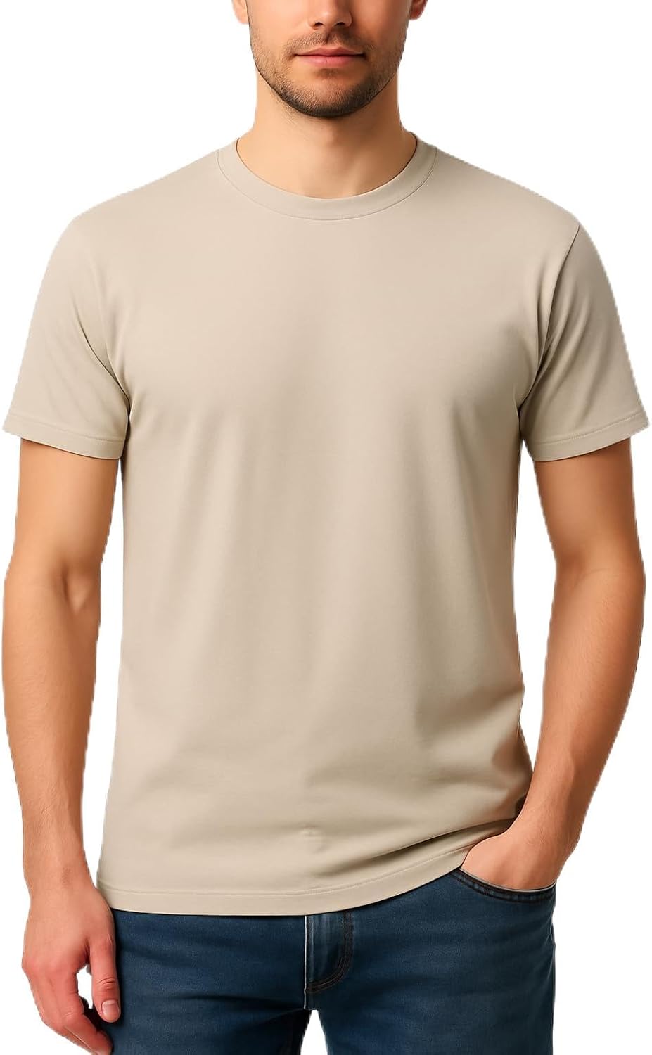 Alternative view of Menu2019s T-Shirt 100% Cotton Premium Crew Neck, Short Sleeve, Regular Fit, Solid Casual Tee