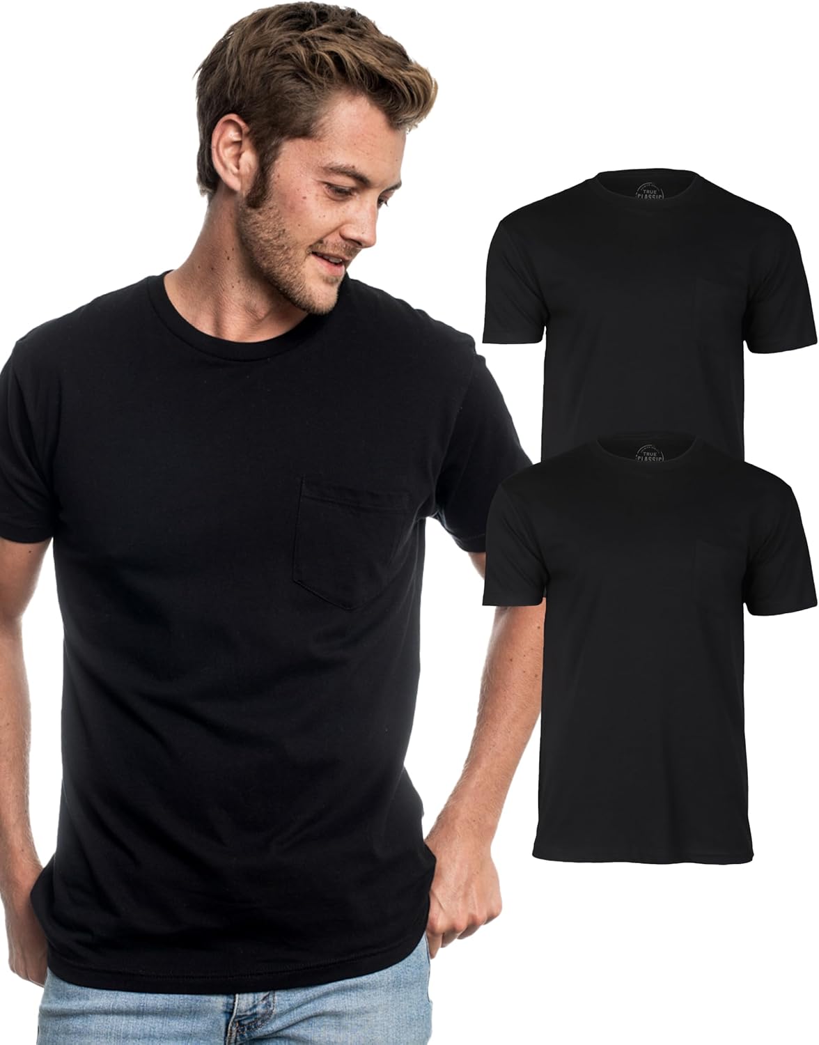True Classic Mens T-Shirts u2013 Pocket T Shirts for Men, Mens Pocket Tee Shirts Multipack, Cotton Crew Neck Work T Shirt for Men - Image 3