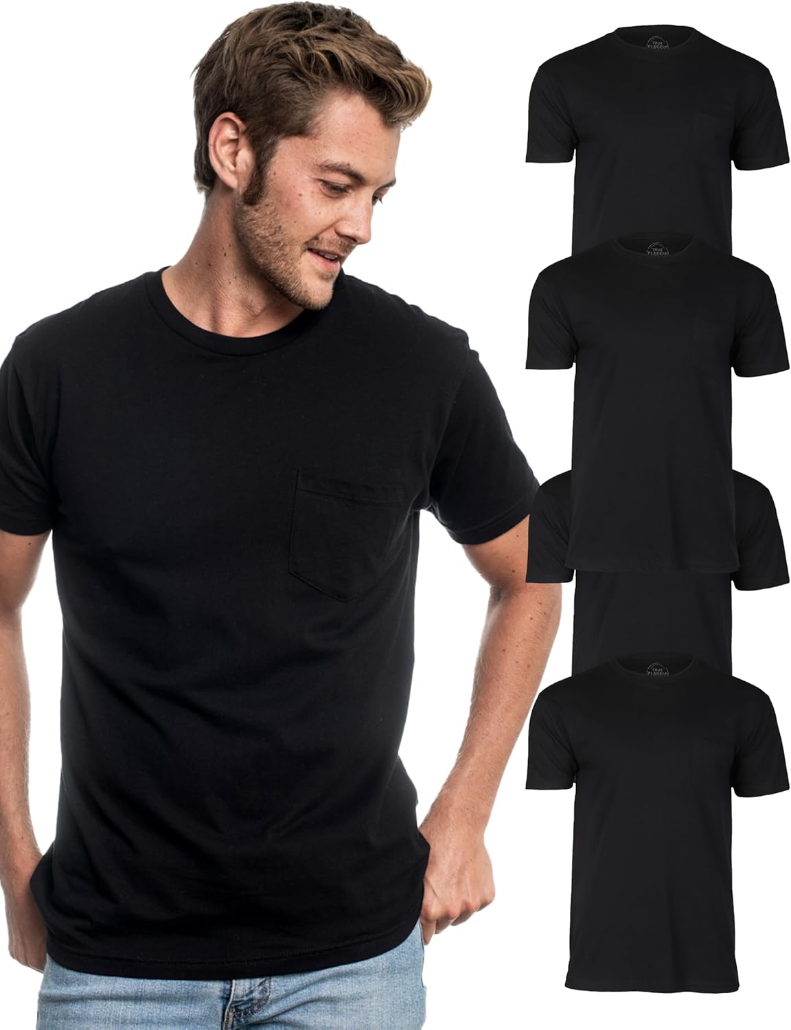 True Classic Mens T-Shirts u2013 Pocket T Shirts for Men, Mens Pocket Tee Shirts Multipack, Cotton Crew Neck Work T Shirt for Men - Image 4