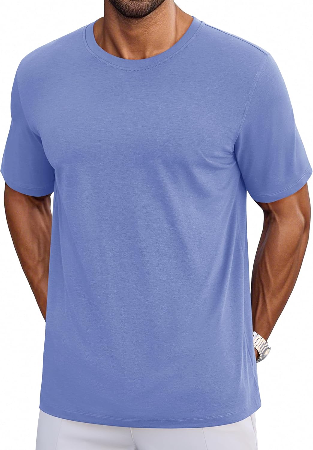 Cotrasen Mens T-Shirts Short Sleeve Cotton UPF 50+ Lightweight Moisture Wicking Cooling Casual Crew Neck Basic Tee Shirts