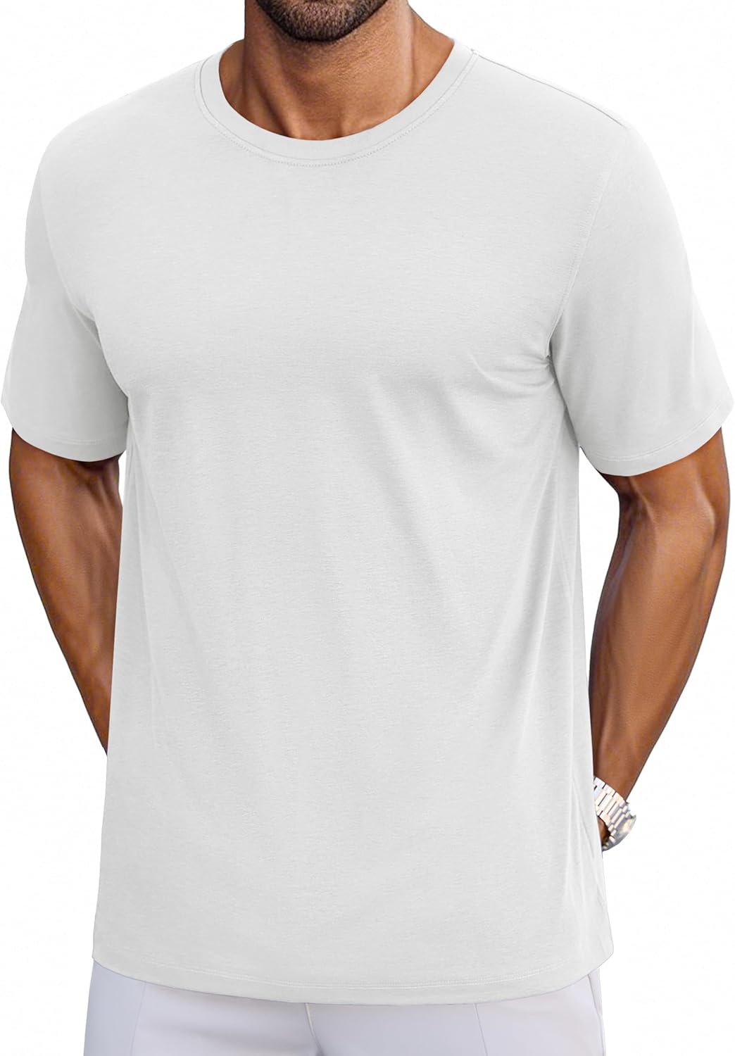 Cotrasen Mens T-Shirts Short Sleeve Cotton UPF 50+ Lightweight Moisture Wicking Cooling Casual Crew Neck Basic Tee Shirts - Image 3