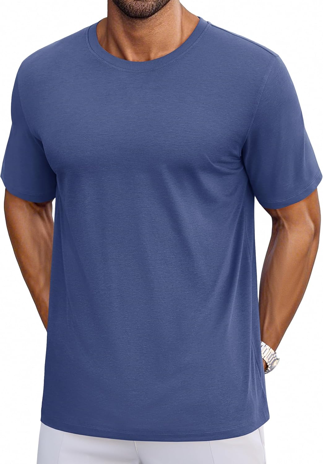 Cotrasen Mens T-Shirts Short Sleeve Cotton UPF 50+ Lightweight Moisture Wicking Cooling Casual Crew Neck Basic Tee Shirts - Image 5
