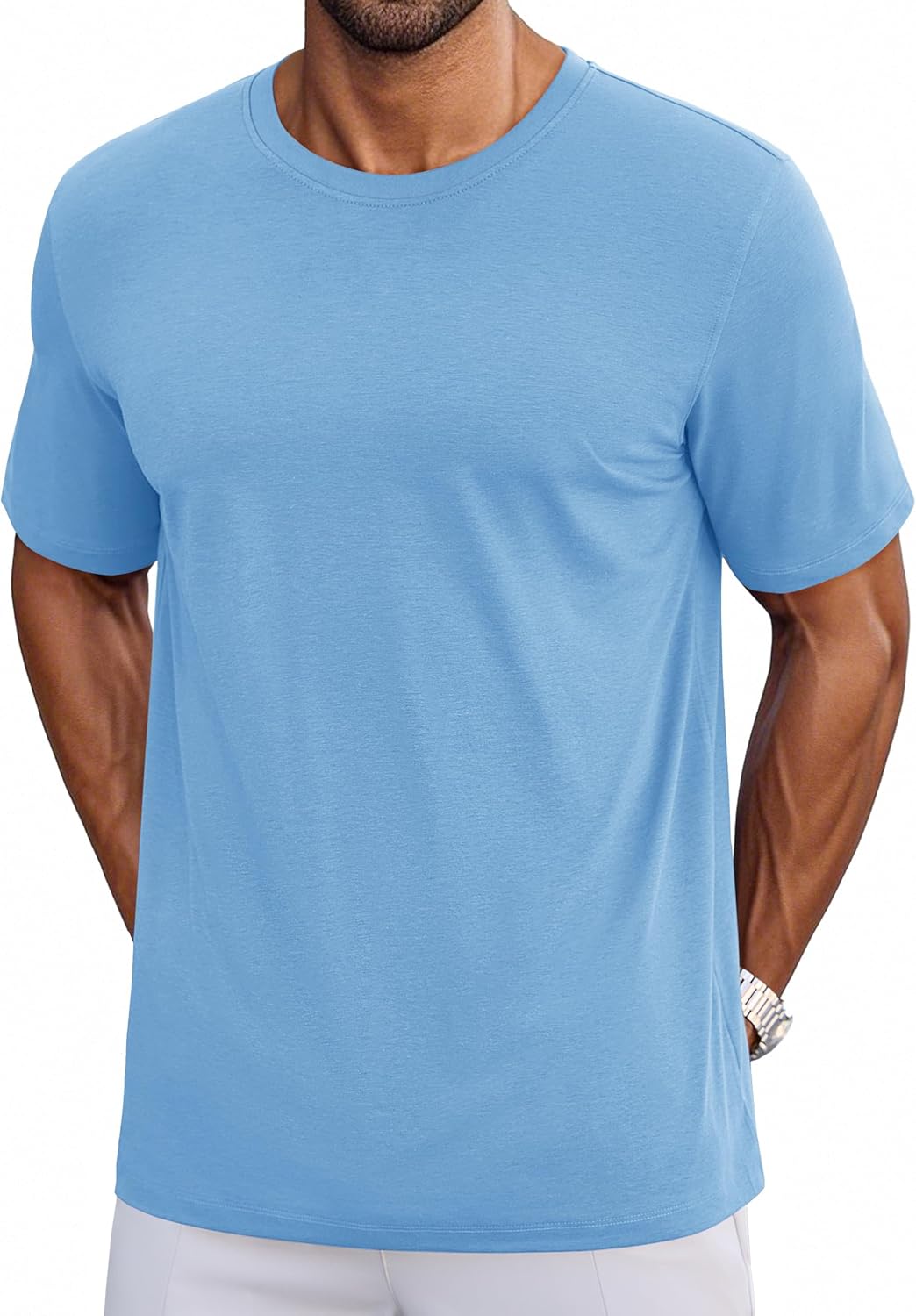 Cotrasen Mens T-Shirts Short Sleeve Cotton UPF 50+ Lightweight Moisture Wicking Cooling Casual Crew Neck Basic Tee Shirts - Image 6