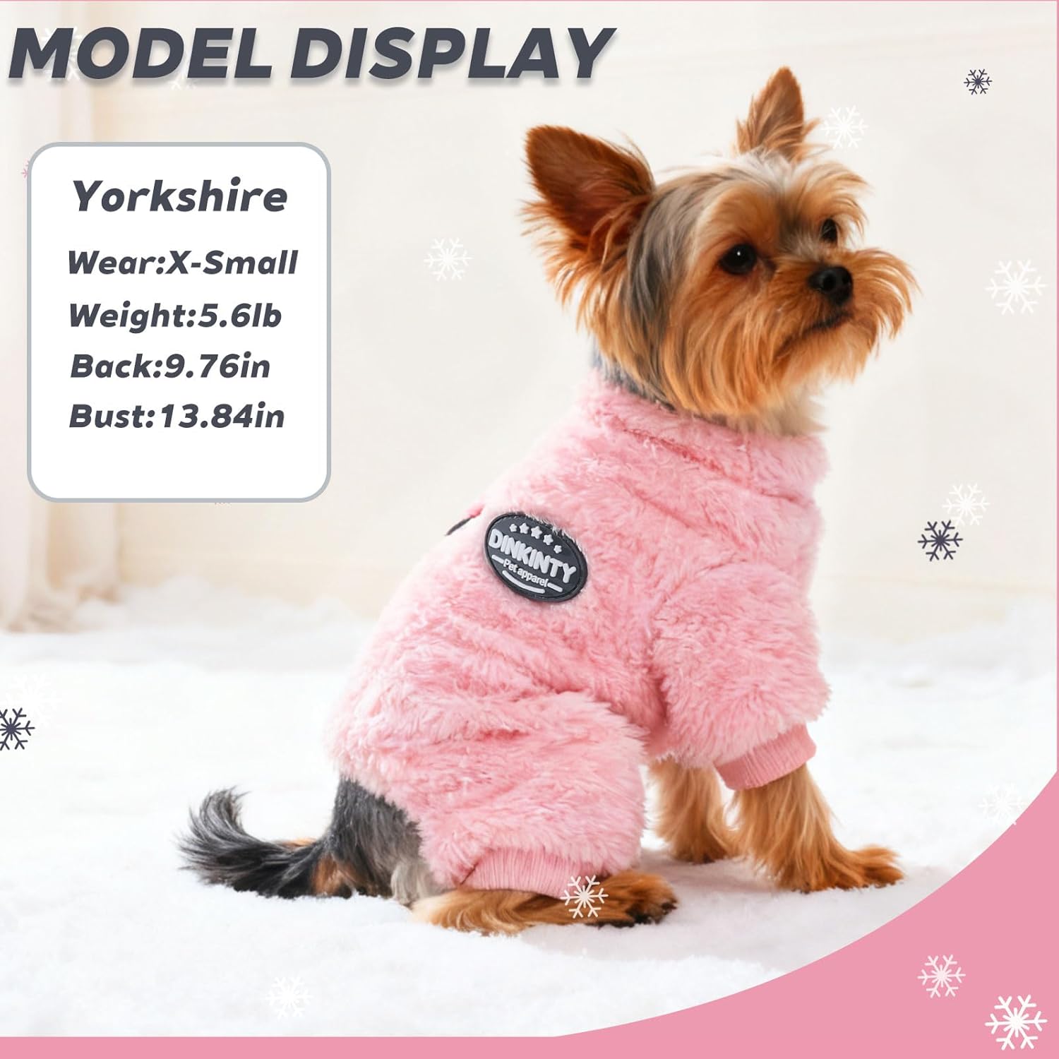 Alternative view of Dog Sweater for Small Dogs Fleece Dog Pajamas Winter Warm Thermal Soft Puppy Pjs Coat Stretchy Jumpsuit Doggie Pet Clothes Outfits Cat Apparel (Pink, XX-Small)