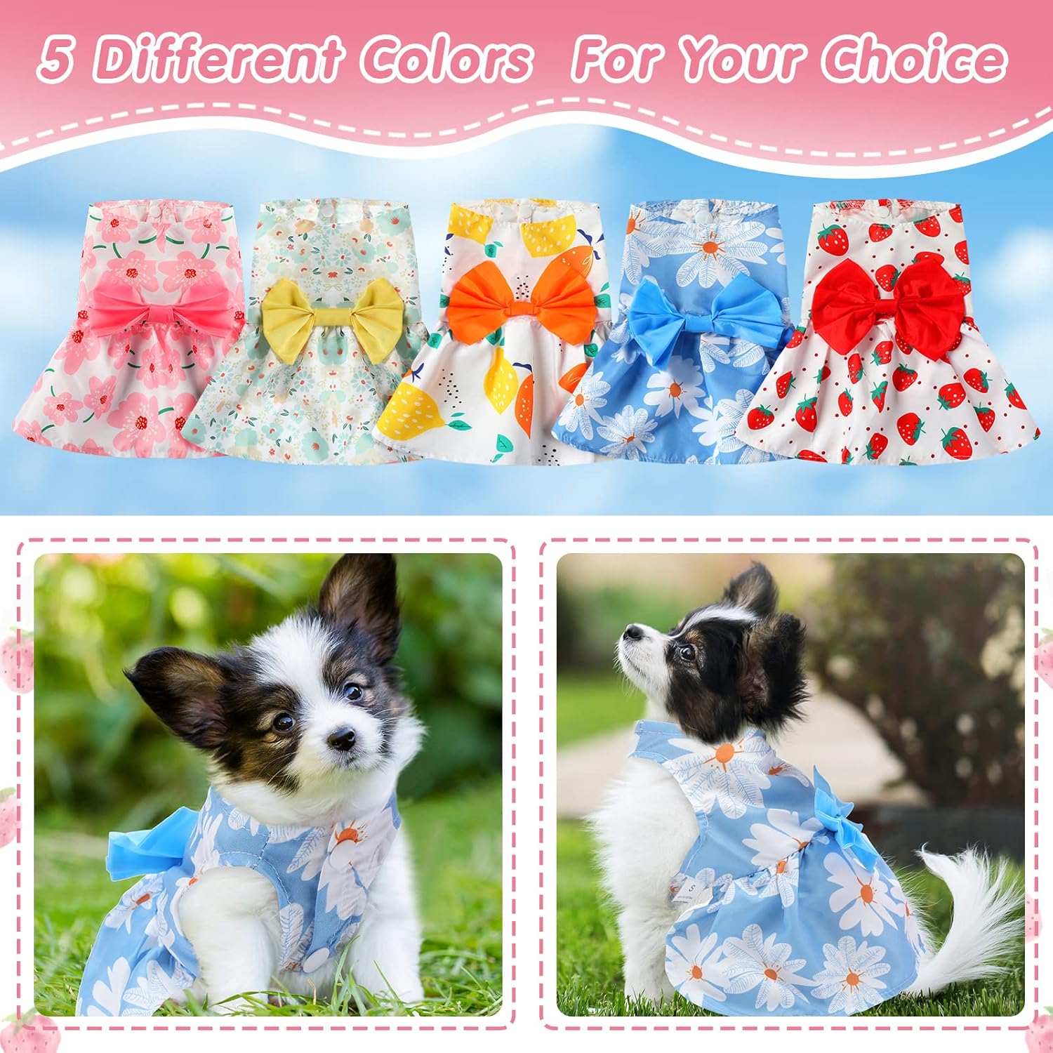 Alternative view of Saintrygo 5 Pieces Floral Dog Dress Cute Dog Skirt Pet Dresses Pet Clothes Dresses Cat Princess Bowknot Clothes Puppy Outfits for Yorkie Puppy Cat, 5 Styles(Cute Style,X-Small)