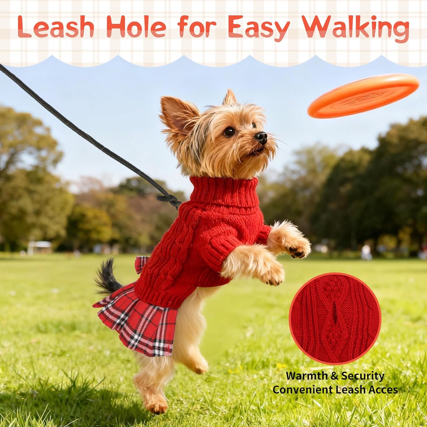 Alternative view of Hpetppy Dog Sweater Dress for Small Dogs Girl with Bowtie Winter Puppy Clothes Comfy Turtleneck Pet Pullover Knitwear for Female Doggie Chihuahua Yorkie (Red, S)