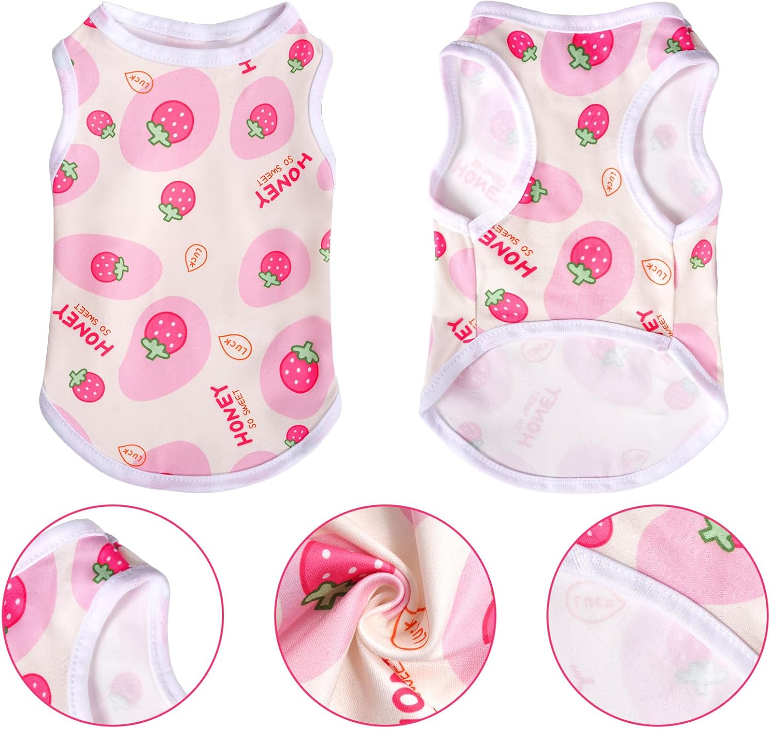 Alternative view of Pistha Pink Dog Shirts Cute Summer Dog Clothes Soft Pet T-Shirt Printed Puppy Shirt for Small Medium Dogs Cats Girl(Strawberry1,M)