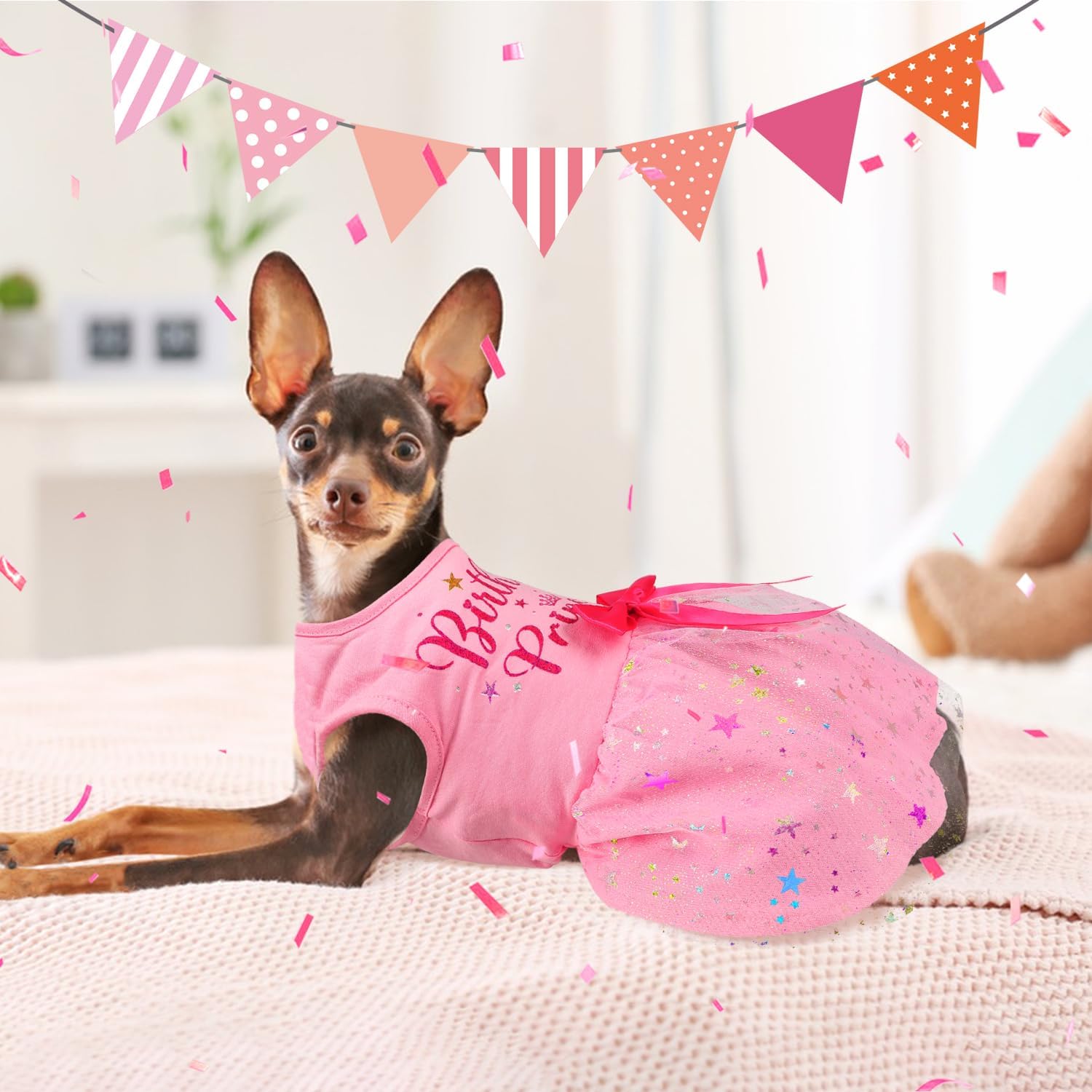 Alternative view of Dog Birthday Dress Dog Dress with Bowknot Tulle Birthday Princess Pet Clothes for Small Medium Large Dogs Girls Boys Cats Outfit Apparel