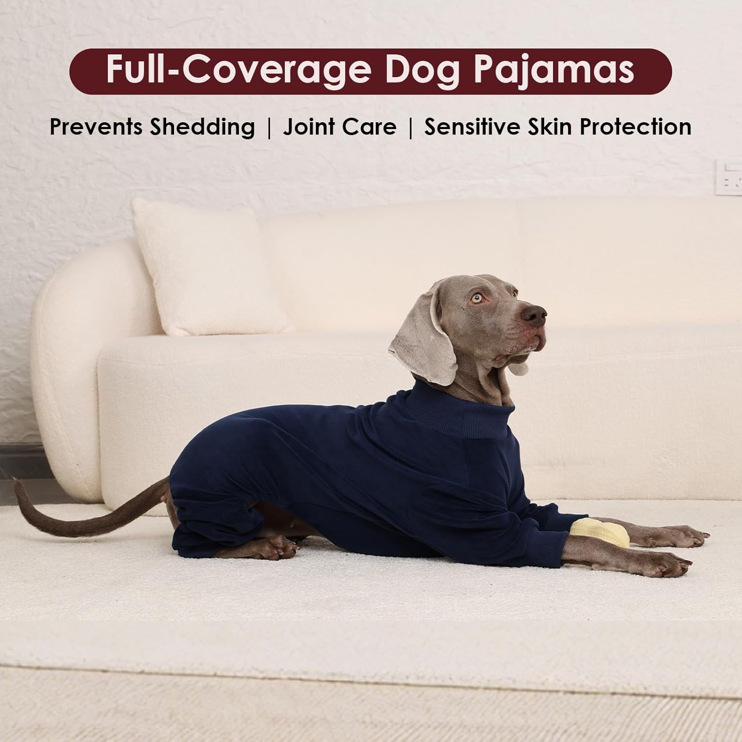 IKIPUKO Dog Pajamas Large Breed Winter Dog Coat Soft Cozy Onesie Cold Weather Warm Pet Jumpsuit Cozy Pjs for Pitbull Girl Boy, Blue XXL