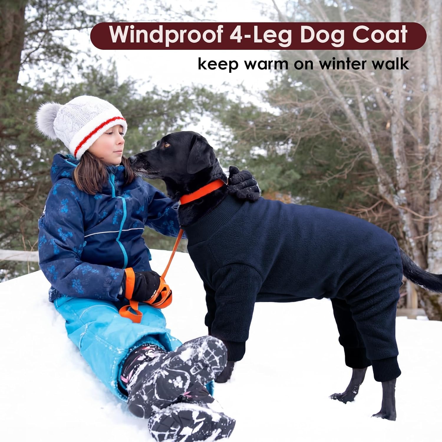 Alternative view of IKIPUKO Dog Pajamas Large Breed Winter Dog Coat Soft Cozy Onesie Cold Weather Warm Pet Jumpsuit Cozy Pjs for Pitbull Girl Boy, Blue XXL