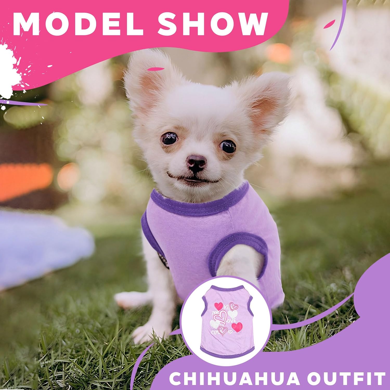 Alternative view of 4 Pieces Chihuahua Clothes Cute Dog Clothes for Small Dogs Girl Puppy Shirt Yorkie Clothes Soft Pink Extra Small Dog Pet Clothing Comfortable XXS