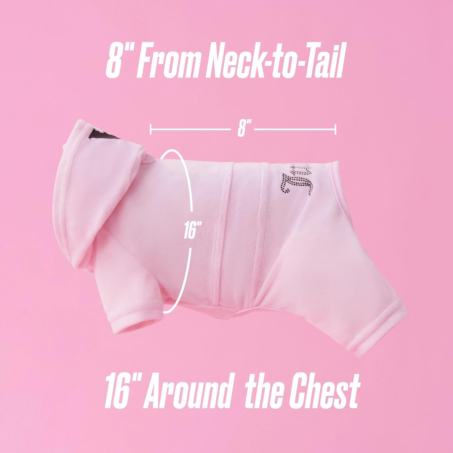 Alternative view of Juicy Couture Hooded Pet Juicy Bling Velour Tracksuit Chest 16 inches for Small Dogs and Cats - Pink - XS/S