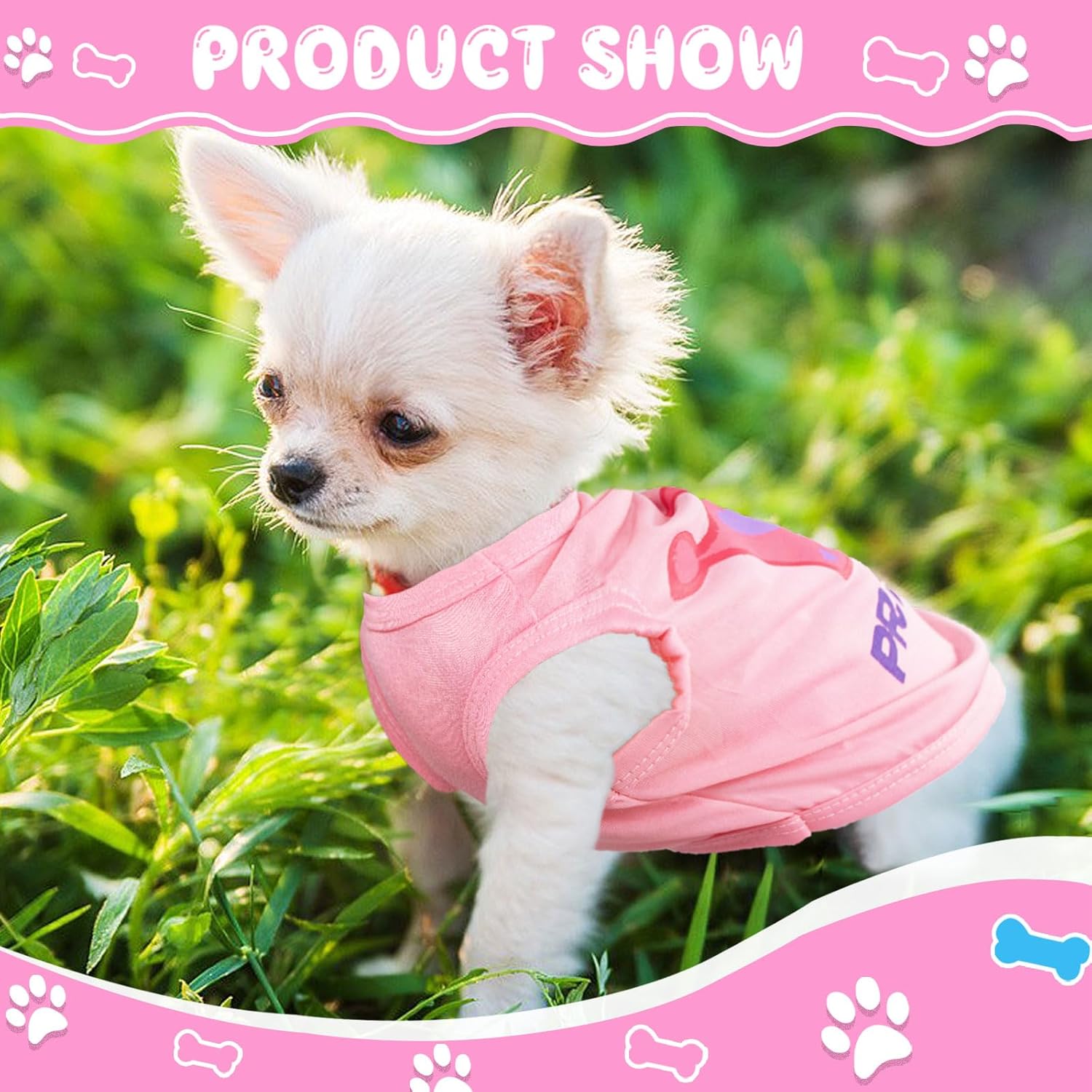 Alternative view of 4 Pieces Dog Clothes for Small Dogs Girl Soft Puppy Shirt Cute Chihuahua Teacup Dog Clothes Female Dog Shirts Breathable Pet Clothing Pink Girl Doggie Clothes (XX-Small)