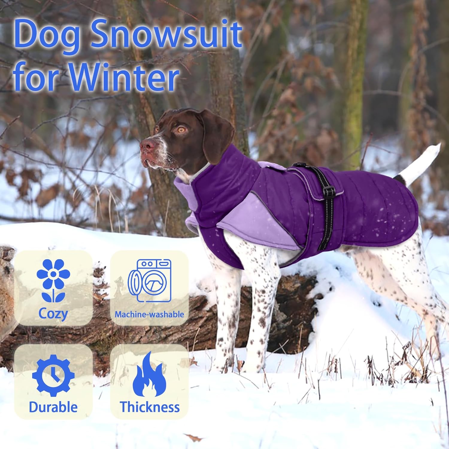 MIGOHI Cozy Small Dog Coat - Reflective Dog Coat for Small Dogs,Fleece Winter Coats Jacket for Dogs with Leash Hole,Snowproof Thick Puppy Clothes,Pomeranian,Chihuahua,XS,Purple