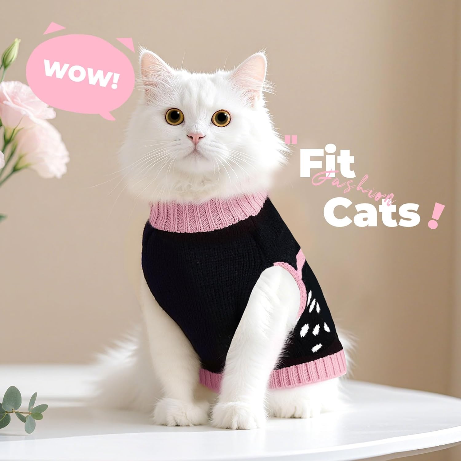 Alternative view of PETCARE Cute Dot Dog Sweater for Small Medium Dogs Girl with Purple Bowtie Knitted Warm Fall Winter Puppy Clothes Cat Sweaters for Cats Only Dachshund Chihuahua Yorkie Dog Outfits Vest Jumper