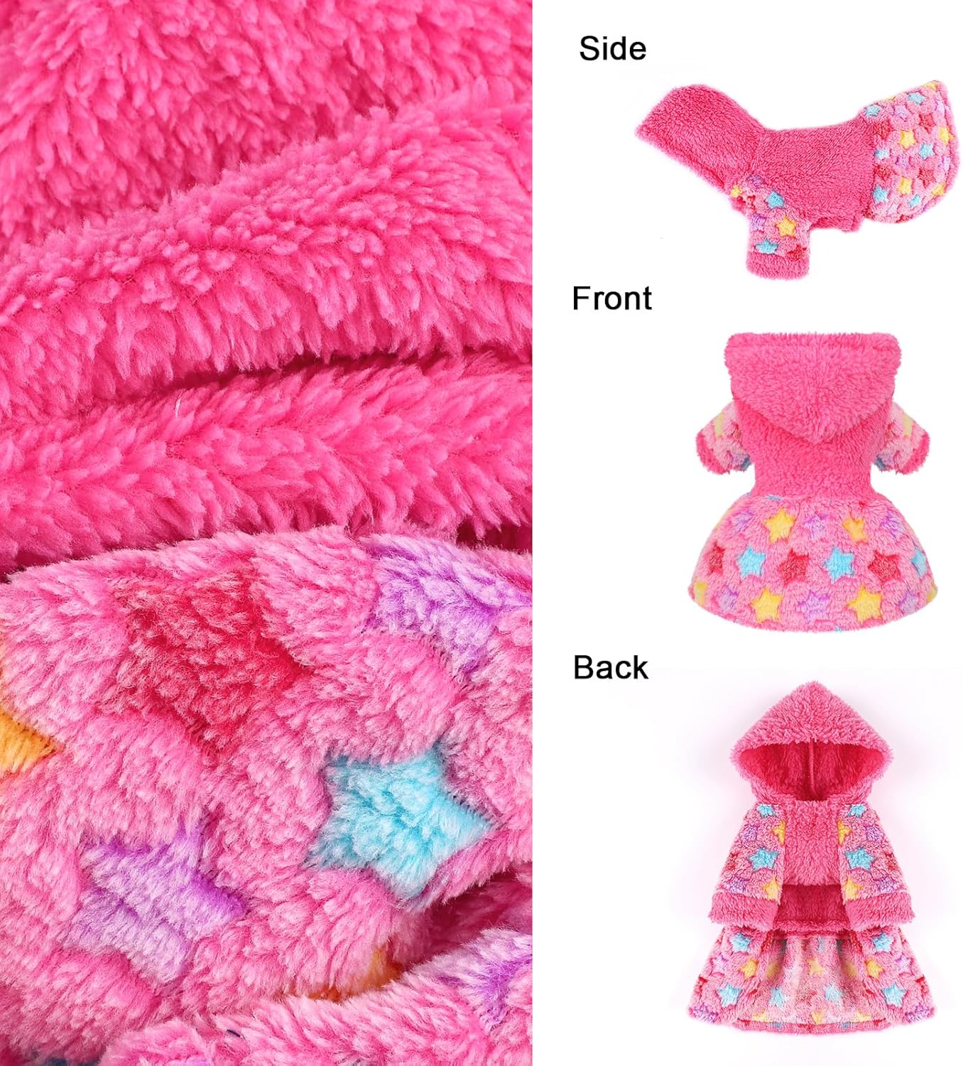 Yikeyo Dog Sweater Dress for Small Dogs Girl Boy, Cute Warm Fleece Dog Hooded Sweaters, Soft Puppy Clothes,Extra Warm Fall Winter Pet Clothes Birthday Dresses Holiday Outfits(Rose Pink,S)