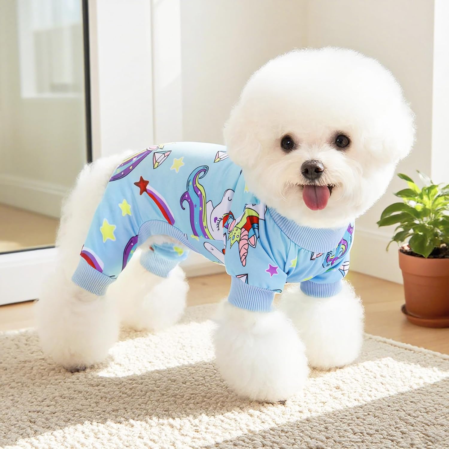 Alternative view of XPUDAC 4 Pieces Dog Pajamas for Small Dogs Pjs Clothes Puppy Onesies Outfits for Doggie Christmas Shirts Sleeper for Pet