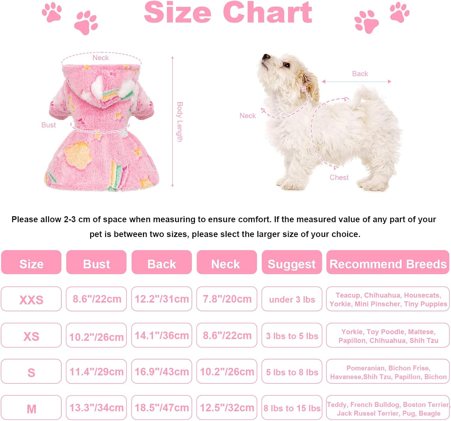 Alternative view of Dog Sweaters for Small Dogs Girl Night Glow Dog Hoodie Warm Fleece Doggie Sweatshirt Cute Puppy Dress Winter Pet Sweaters Doggy Clothes Outfit Apparel for Chihuahua Yorkie, Rainbow, M