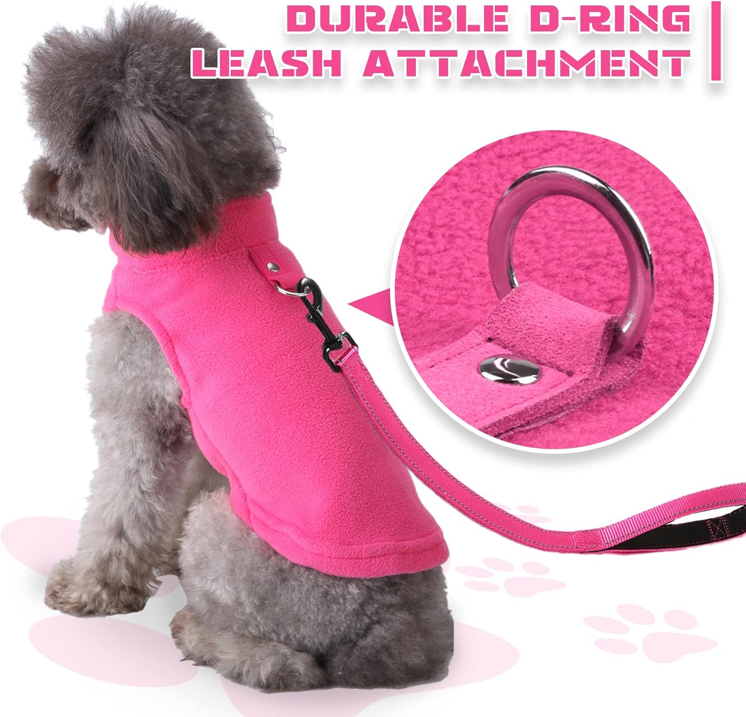 Alternative view of PETCARE Small Dog Sweater Cat Fleece Vest Soft Dog Jacket with Leash O-Ring Fall Winter Warm Pet Pullover Coat Puppy Clothes for Small Dogs Cats Chihuahua Apparel Shih Tzu Costume, Hot Pink