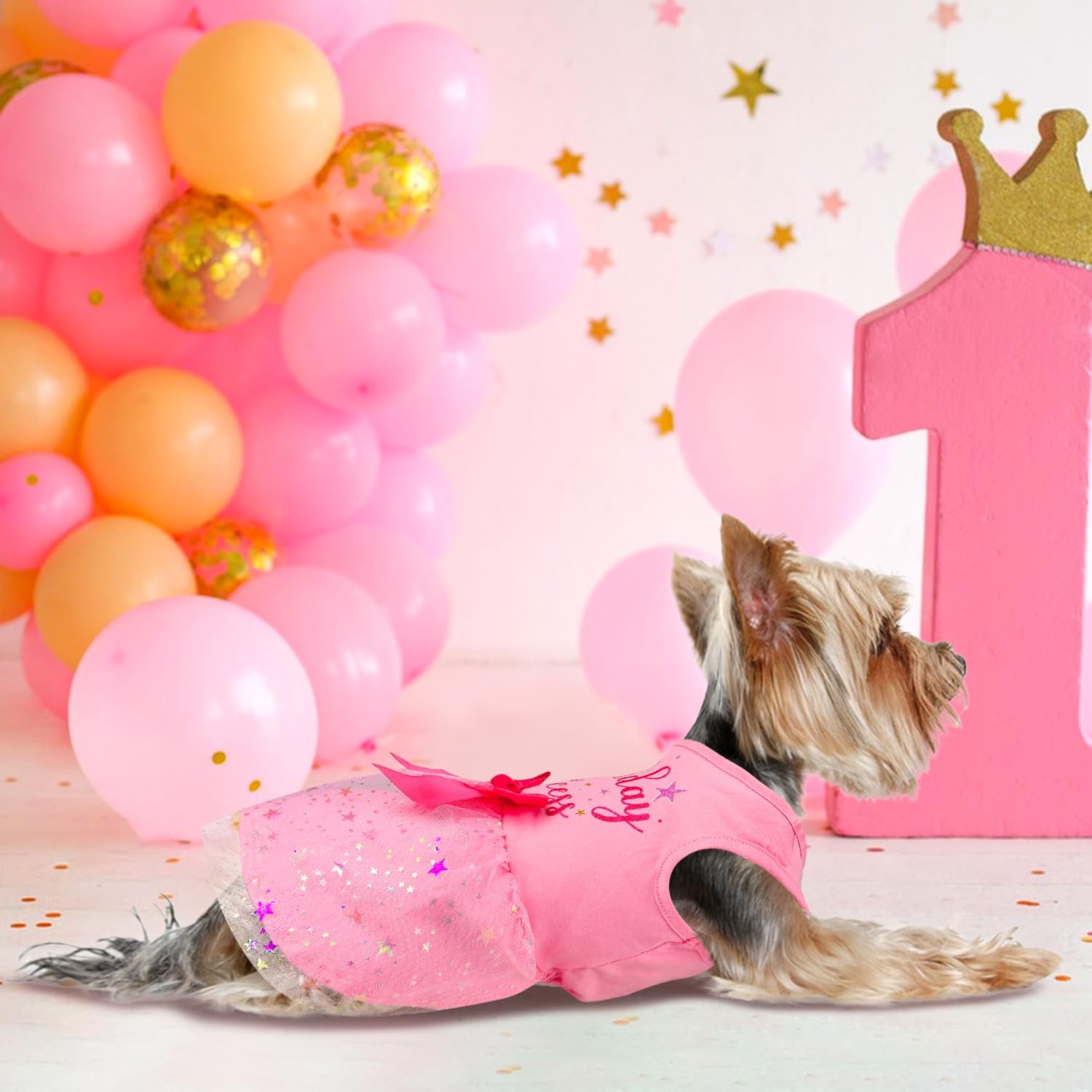 Dog Birthday Dress Dog Dress with Bowknot Tulle Birthday Princess Pet Clothes for Small Medium Large Dogs Girls Boys Cats Outfit Apparel