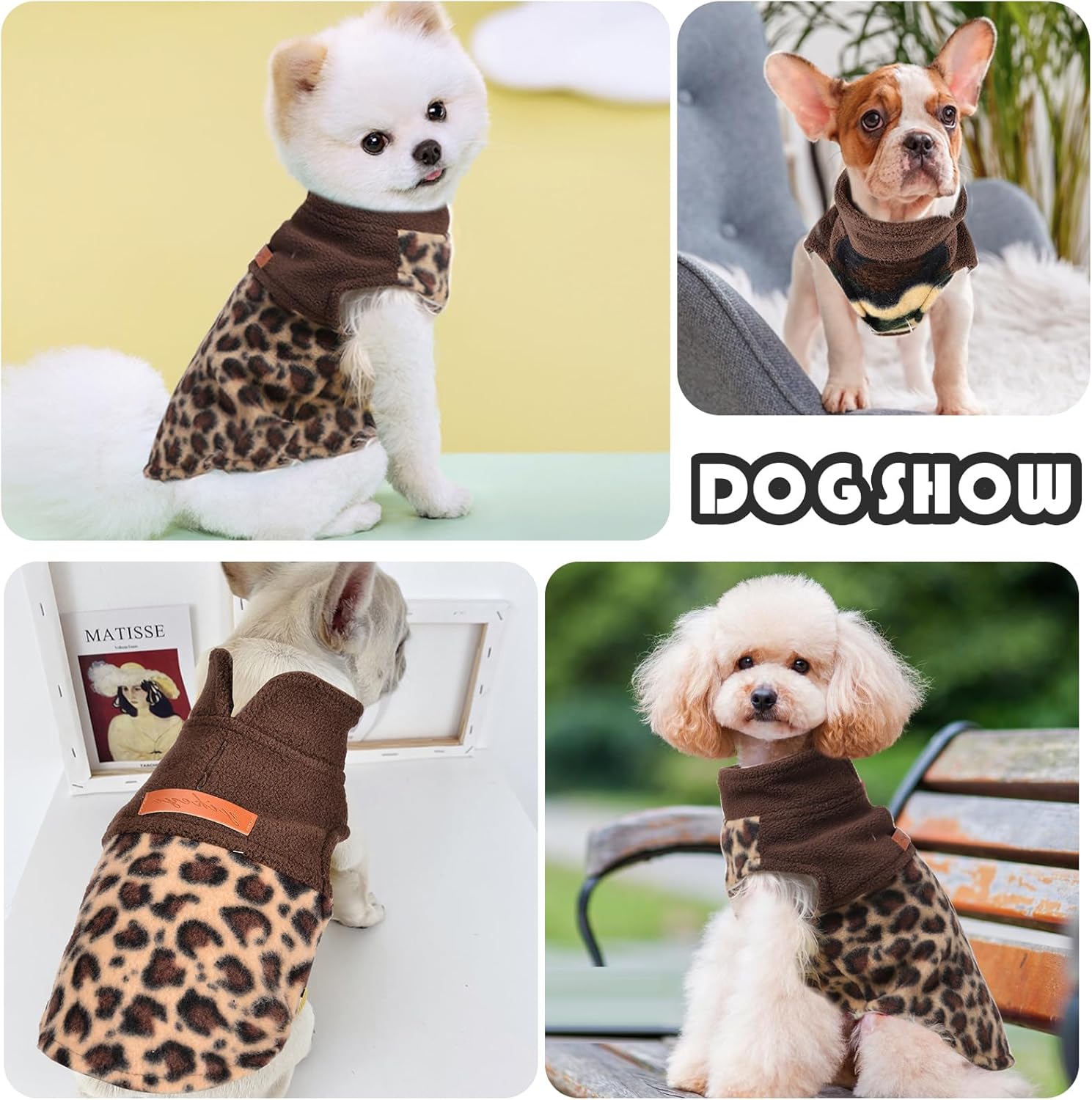 Fleece Vest Dog Sweater Leopard Dog Clothes for Small Dogs Boy Girl Warm Pullover Fleece Puppy Sweaters Winter Small Dogs Sweater - Cold Weather Coat Pet Clothes Cat Sweaters, XXS, Leopard
