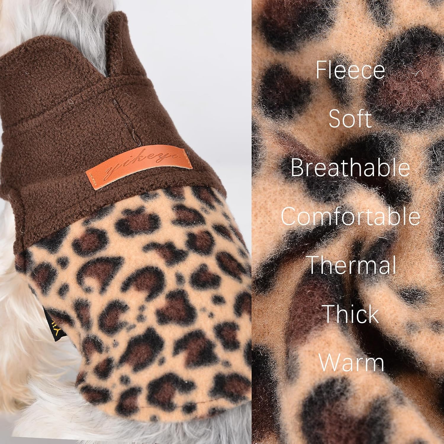 Alternative view of Fleece Vest Dog Sweater Leopard Dog Clothes for Small Dogs Boy Girl Warm Pullover Fleece Puppy Sweaters Winter Small Dogs Sweater - Cold Weather Coat Pet Clothes Cat Sweaters, XXS, Leopard