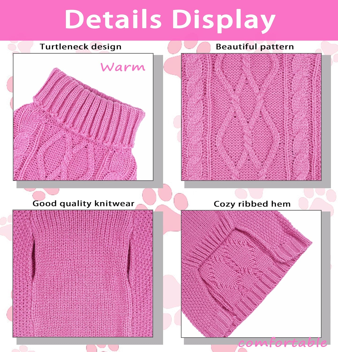 Alternative view of Dog Sweaters for Small Dogs XS Dog Sweaters Girl Pink Chihuahua Sweater Warm Doggie Winter Clothes Knitted Puppy Clothes for Yorkie Sleeveless Doggy Outfit Custume (Pink, X-Small)