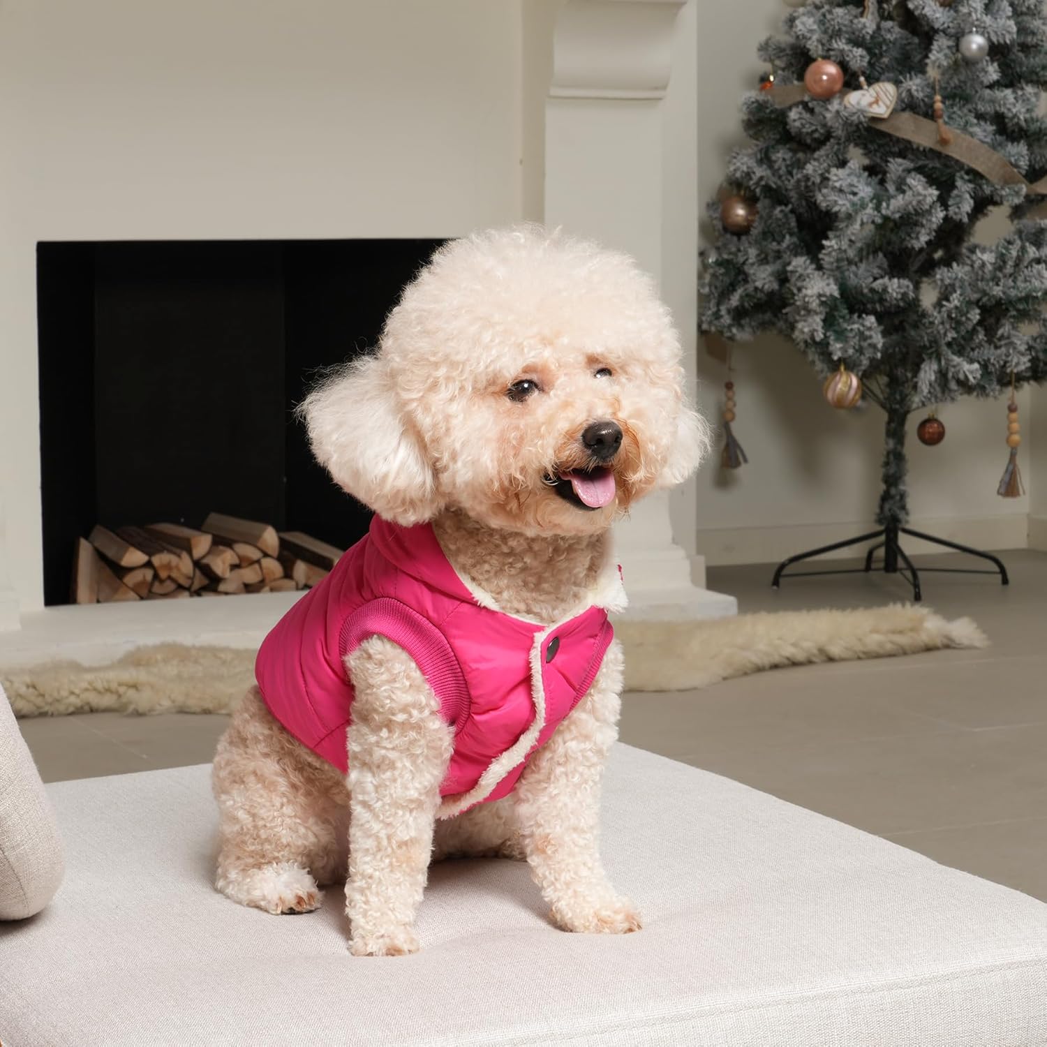 Alternative view of Vecomfy Fleece Lining Extra Warm Dog Hoodie in Winter,Small Dog Jacket Puppy Coats with Hooded Pink S