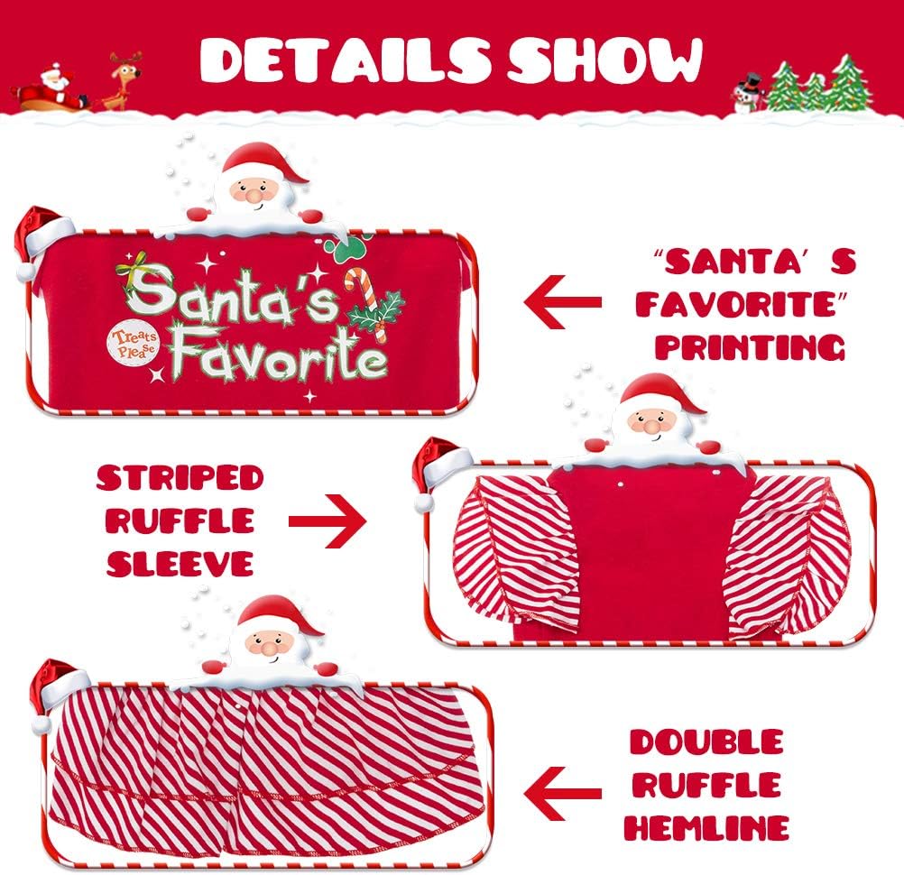 EXPAWLORER Dog Christmas Dress for Small Dogs,Puppy Costumes Pet Clothes Holiday Girl Dogs Shirt with Santa's Favorite Pattern,Party Dog Vest Dresses Cat Apparel Sweater Warm Skirt