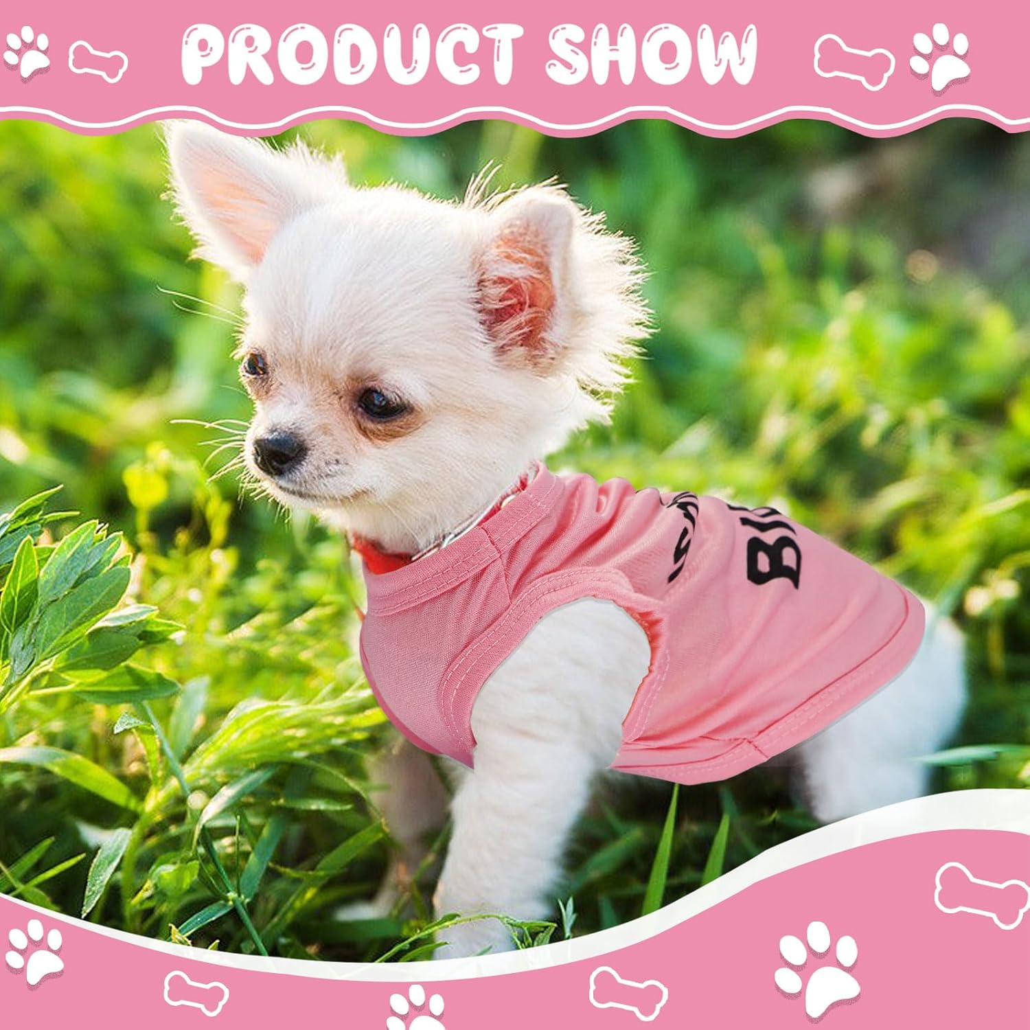 Generic 4 Pieces Dog Clothes for Small Dogs Girls Summer Autumn Cute Puppy Clothes Soft Pet Dog Shirts Chihuahua Teacup Dog Cat Clothing Pink Costume (XX-Small)